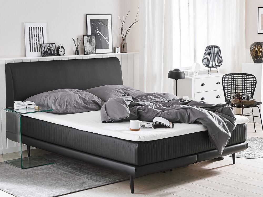 boxspring kunstleer zwart 140 x 200 cm madame gratis levering