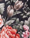 Fauteuil bergère en tissu noir motif floral avec repose-pieds assoti SANDSET_776317