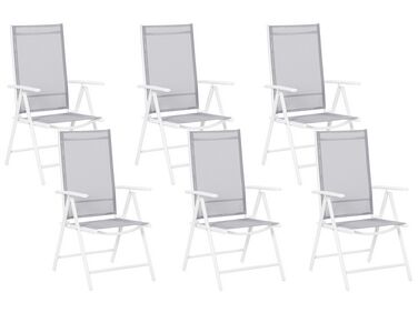 Conjunto de 6 cadeiras de jardim cinzentas em alumínio branco CATANIA