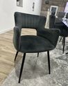 Conjunto de 2 sillas de comedor de terciopelo gris oscuro/negro SANILAC_913397