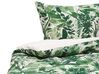 Cotton Sateen Duvet Cover Set Leaf Pattern 135 x 200 cm White and Green GREENWOOD_803082