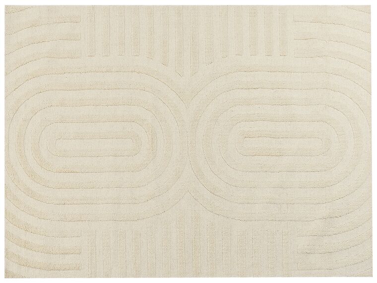 Teppich Wolle hellbeige 300 x 400 cm Streifenmuster MASTUNG_883923