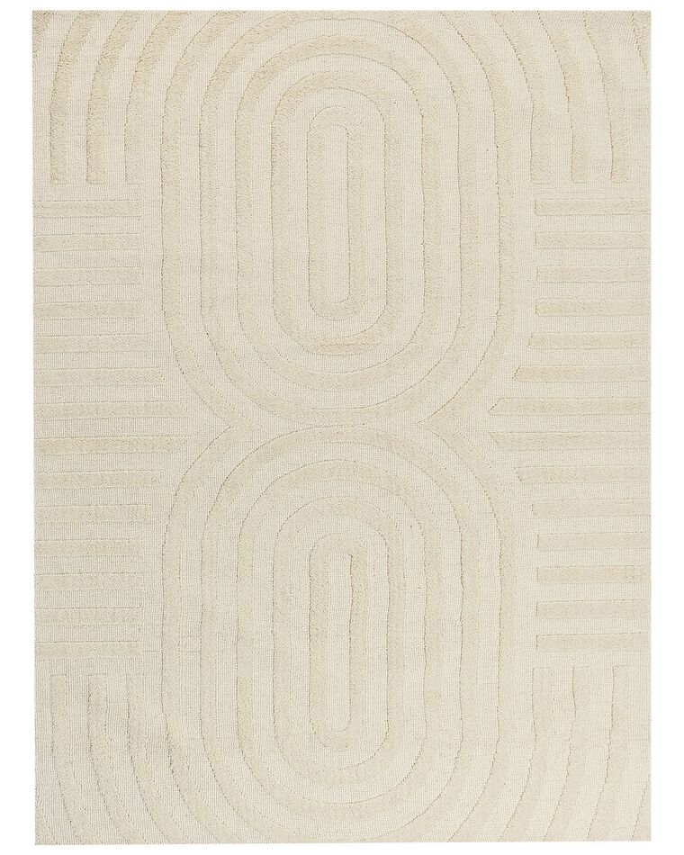 Teppich Wolle hellbeige 300 x 400 cm Streifenmuster MASTUNG_883923