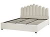 Zamatová posteľ s úložným priestorom 180 x 200 cm krémová biela VINCENNES_837382
