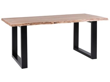 	Mesa de comedor de madera de acacia clara/negro 200 x 95 cm HEBY