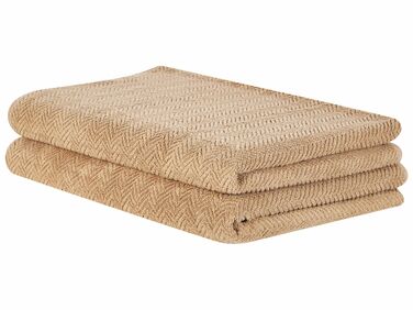 Komplet 2 ręczników bawełnianych frotte beżowy MITIARO