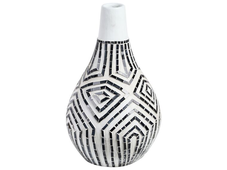 Dekorativní terakotová váza 50 cm černá/bílá OMBILIN_849530