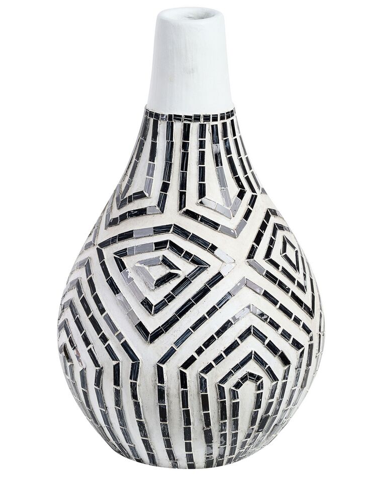 Dekovase Terrakotta schwarz / weiß 50 cm OMBILIN_849530