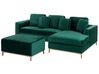 Left Hand Velvet Corner Sofa with Ottoman Emerald Green OSLO_744130