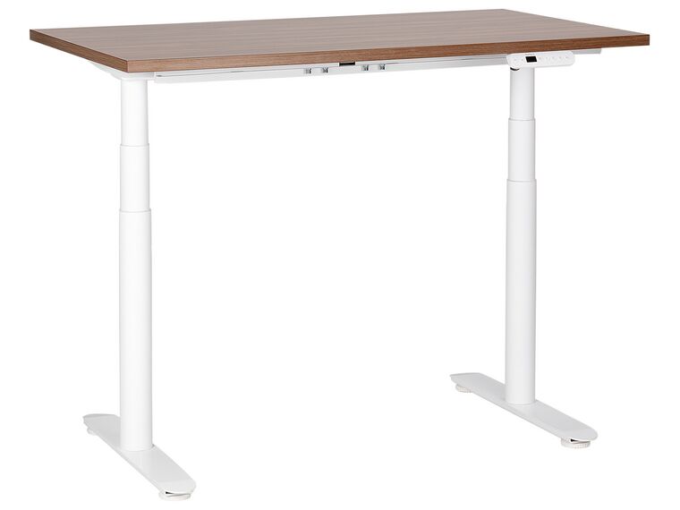 Elektriskt justerbart skrivbord 120 x 72 cm mörkt trä och vit DESTINAS_899549