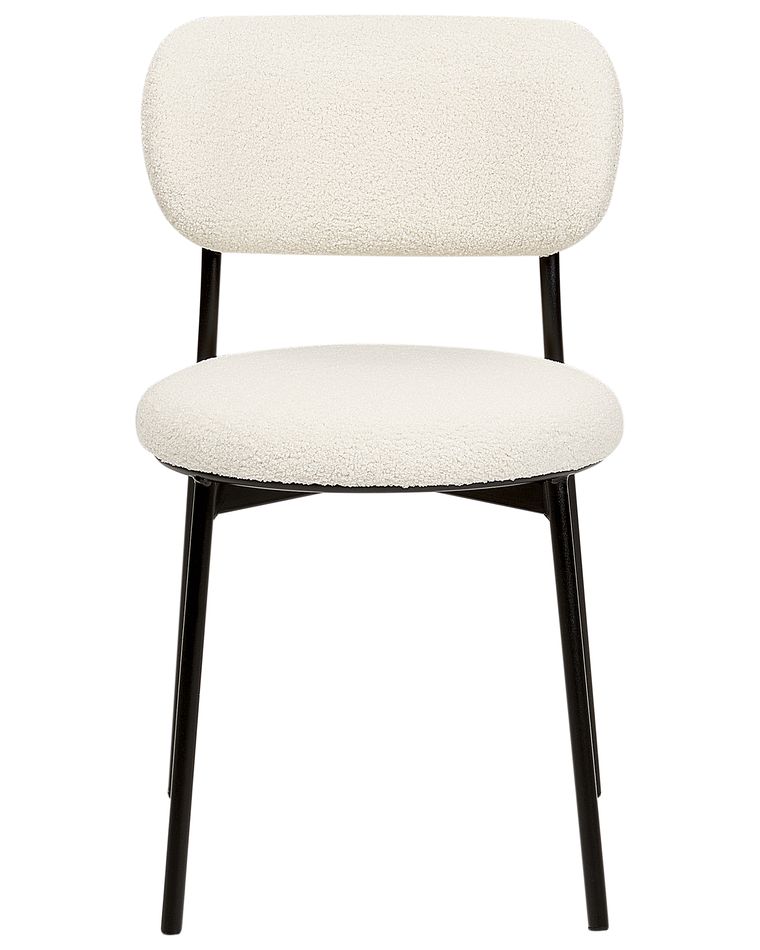 Set of 2 Boucle Dining Chairs Off-White CASEY | Beliani.co.uk