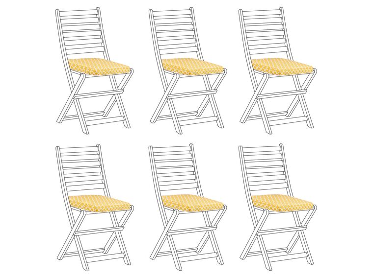 Set of 6 Outdoor Seat Pad Cushions Geometric Pattern Yellow TOLVE_849039