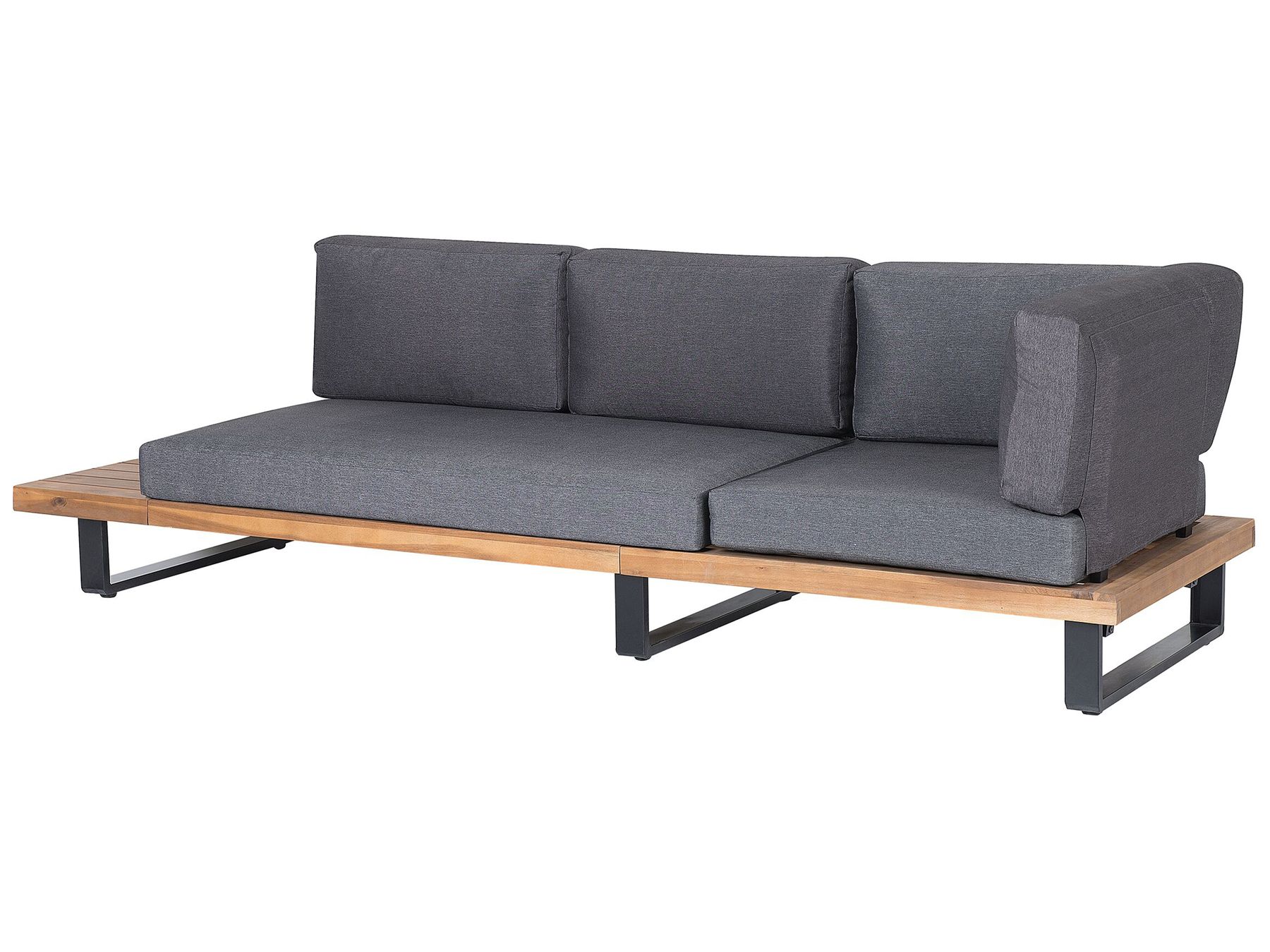 Lounge Set zertifiziertes Holz hellbraun Auflagen grau MYKONOS | Beliani.at