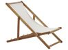 Set of 2 Acacia Folding Deck Chairs and 2 Replacement Fabrics Light Wood with Off-White / Beige Pattern ANZIO_819710