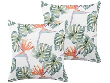 Set of 2 Outdoor Cushions Leaf Motif 45 x 45 cm Multicolour TORRAZZO