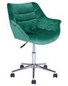 Krzesło biurowe regulowane welurowe zielone LABELLE_854989