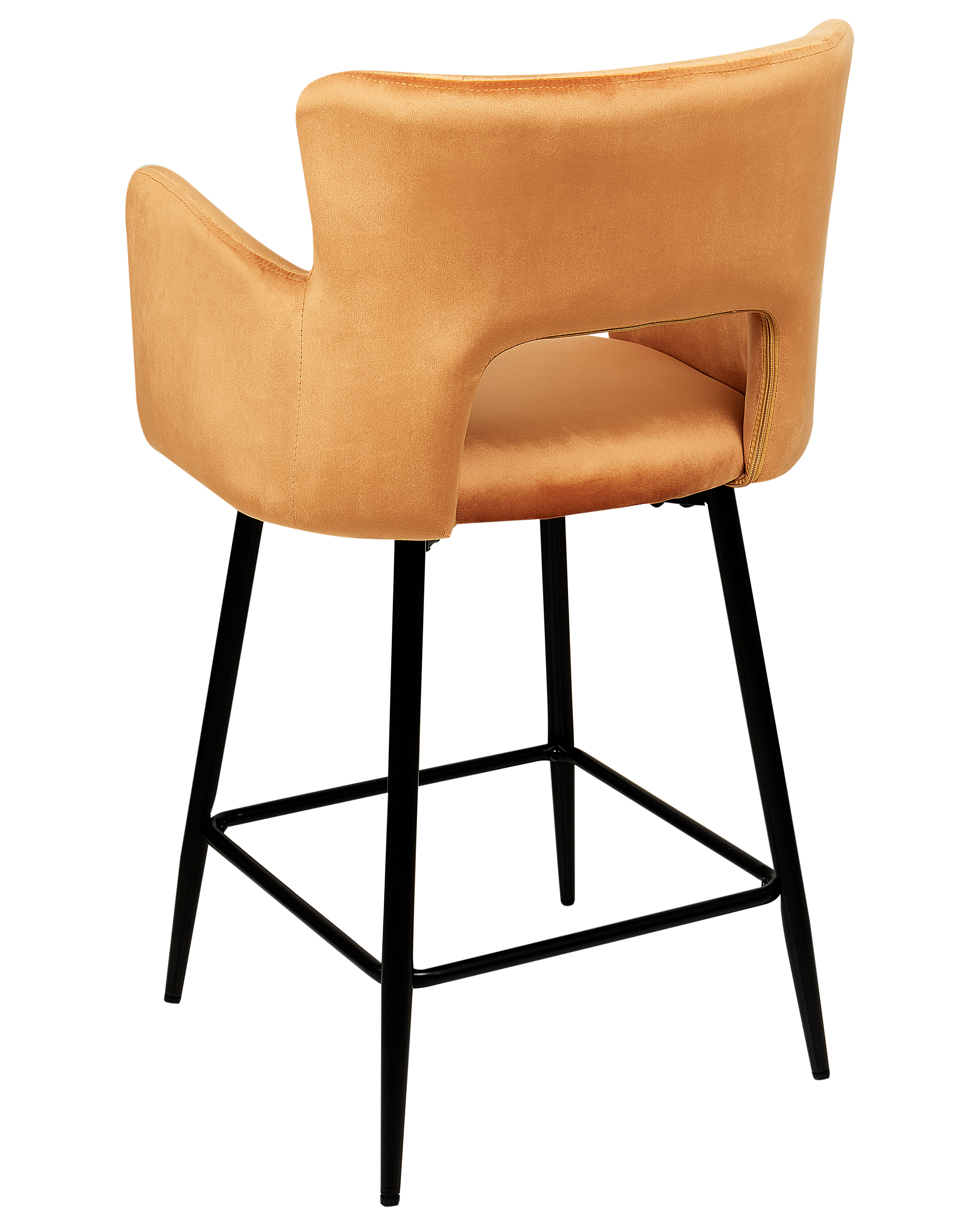 Conjunto de 2 sillas de bar de terciopelo naranja SANILAC_912649
