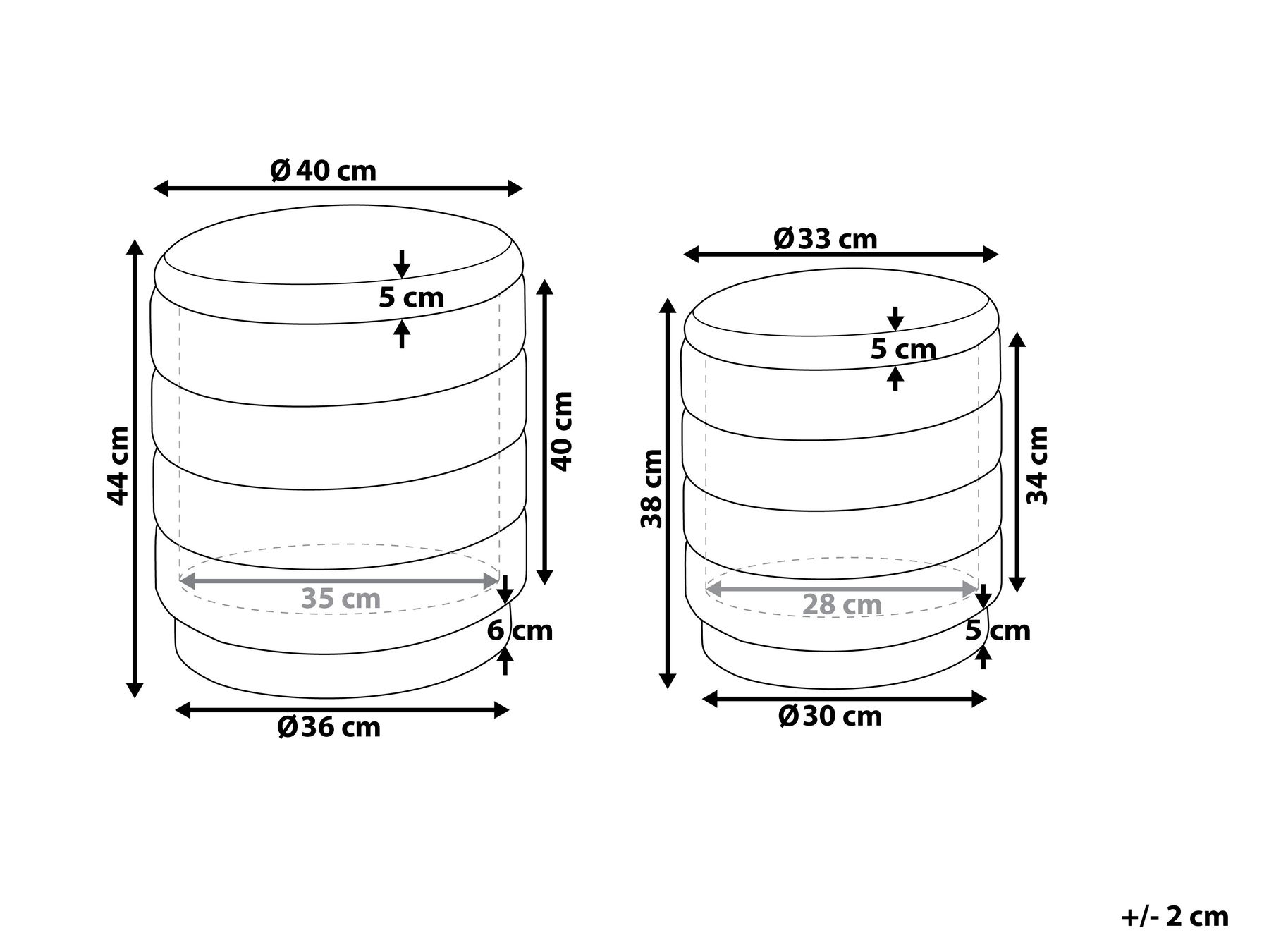 Conjunto de 2 reposapiés de terciopelo rosa con almacenaje GARLAND