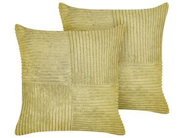 Set of 2 Corduroy Cushions 43 x 43 cm Green MILLET