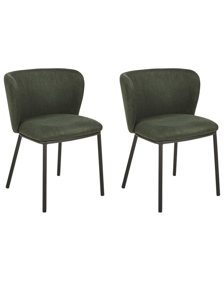 Set of 2 Fabric Dining Chairs Dark Green MINA_872115