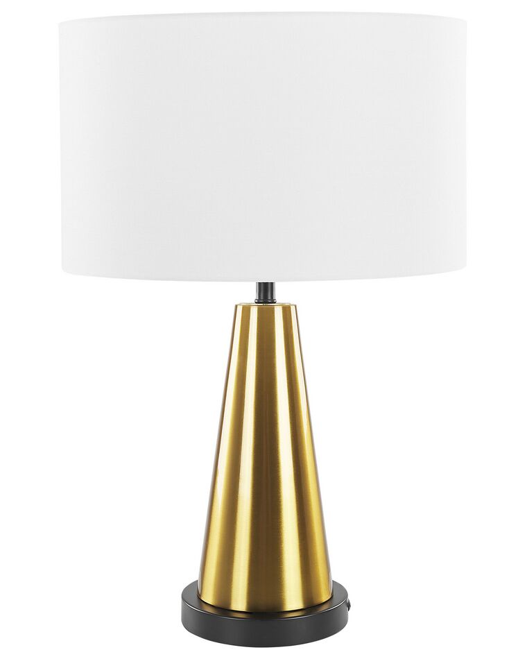 Tischlampe hellbeige / gold 60 cm Trommelform SANDON_732007