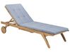 Wooden Reclining Sun Lounger with Cushion Blue CESANA_746473