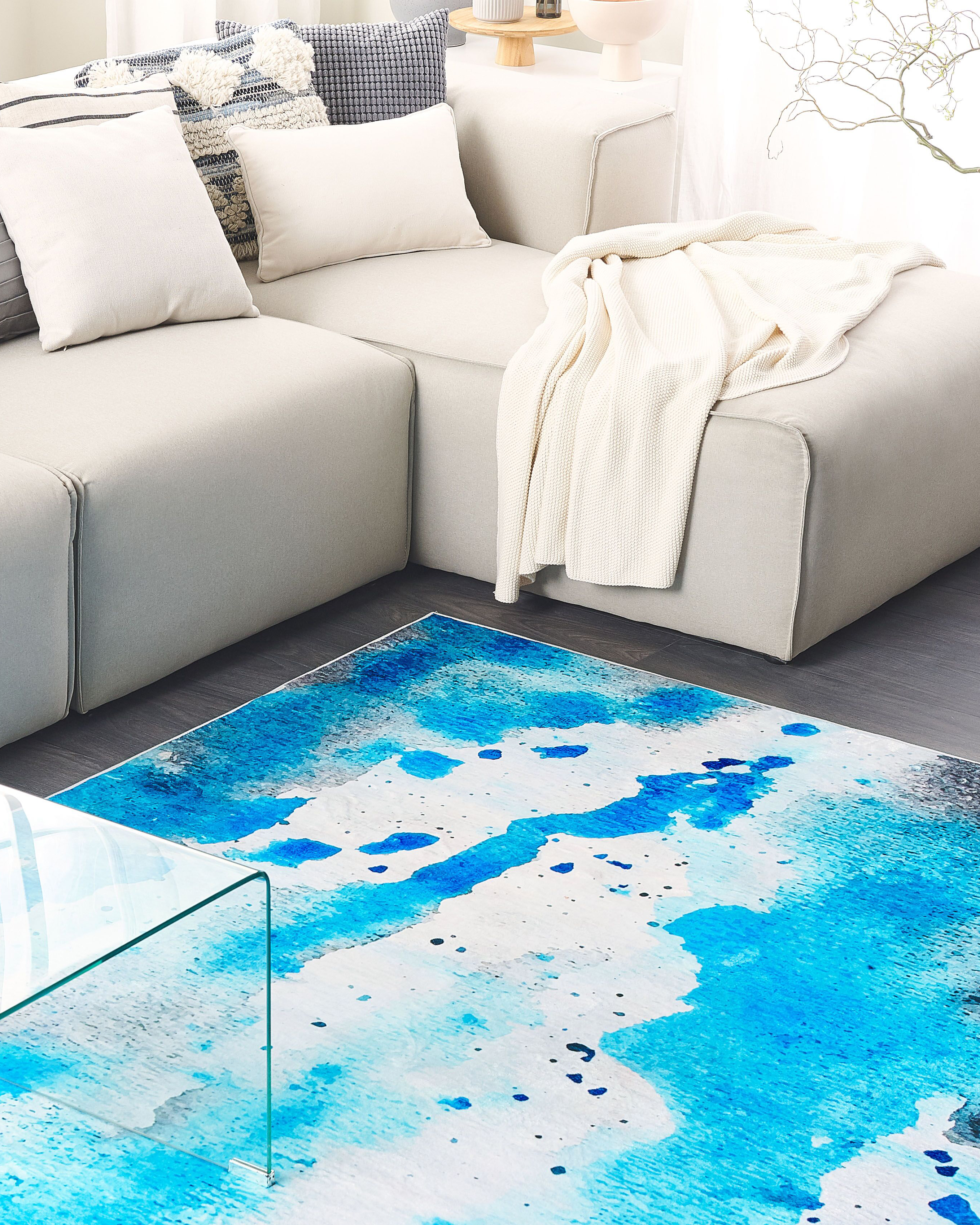 Teppich blau-grau 140 x 200 cm Flecken-Motiv Kurzflor BOZAT _755346