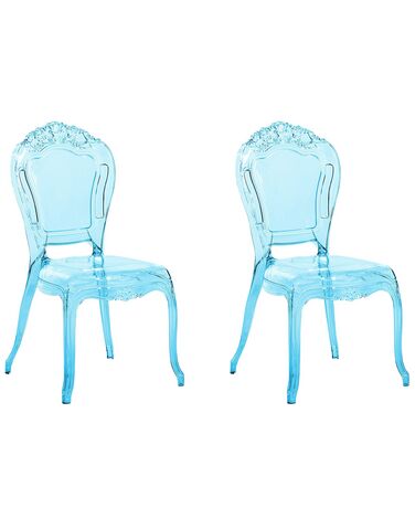 Conjunto de 2 sillas de comedor azul claro/transparente VERMONT