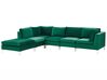 Right Hand 5 Seater Modular Velvet Corner Sofa with Ottoman Green EVJA_789776
