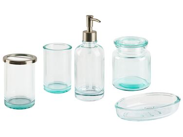 Set di 5 accessori bagno vetro menta e argento AMARGA