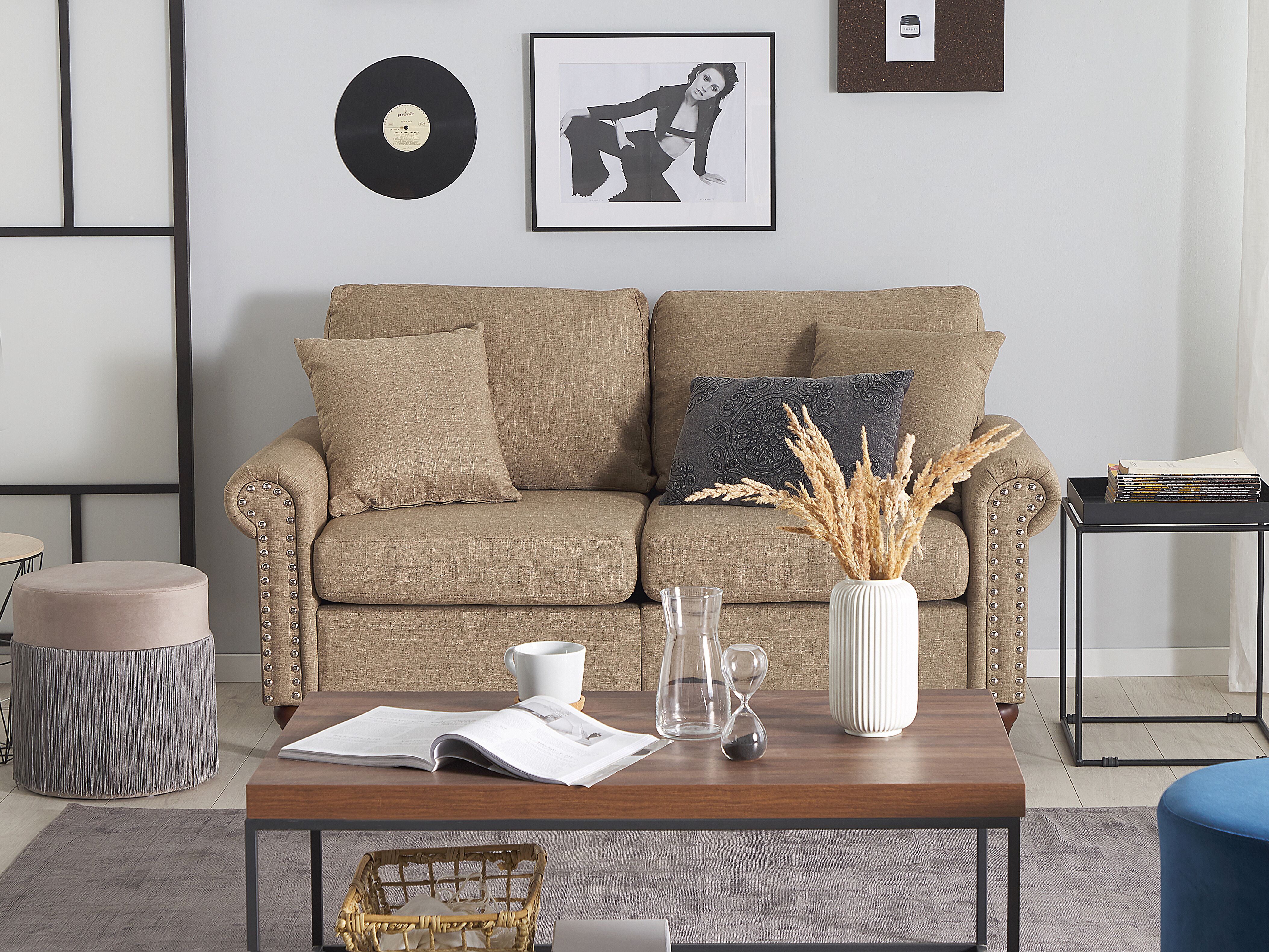 canape 2 places beige sable otra beliani fr