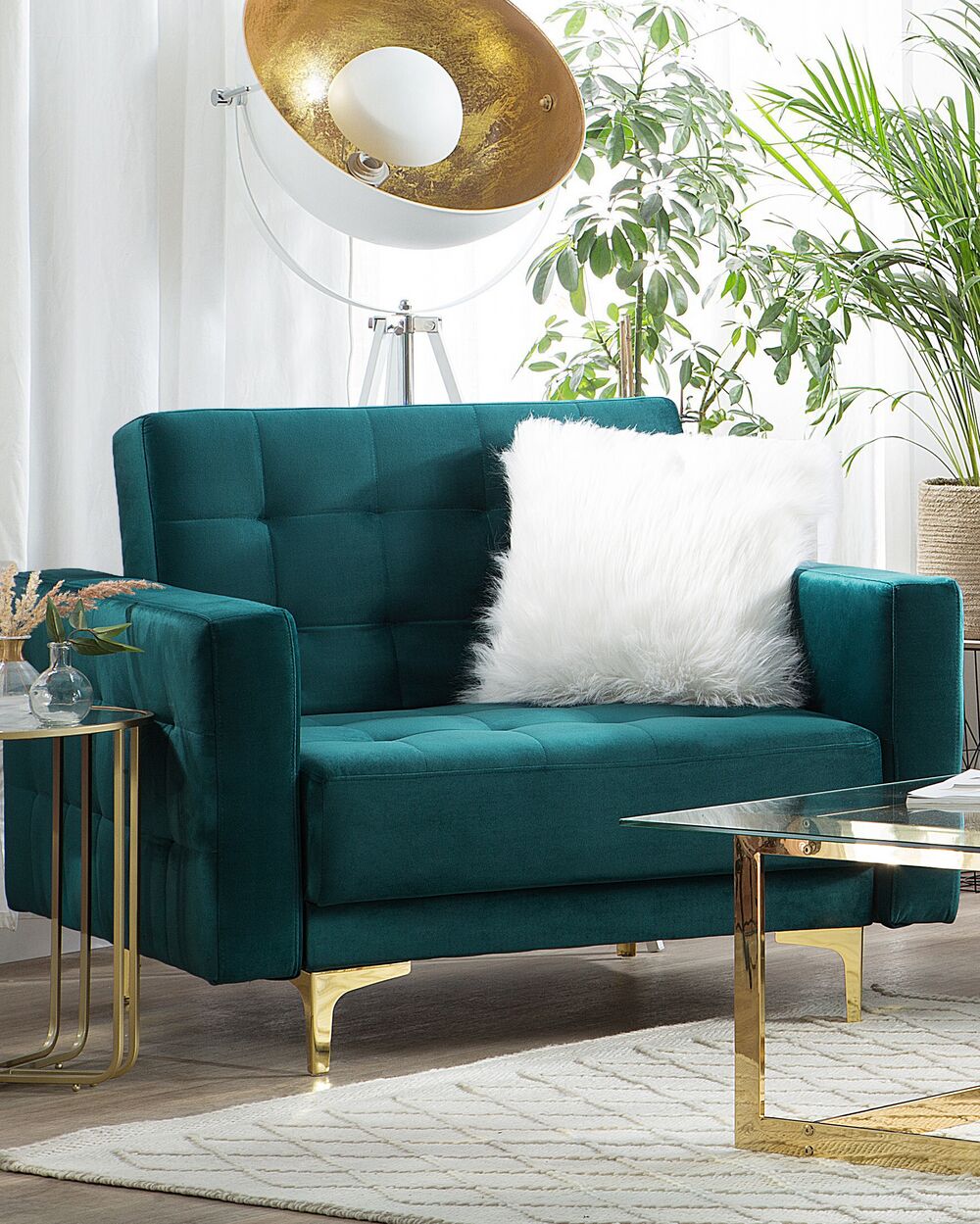 Sillón de terciopelo verde azulado ABERDEEN | Beliani.es