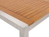 Nyolcszemélyes étkezőasztal eukaliptusz asztallappal és szürke textilén székekkel GROSSETO_768507