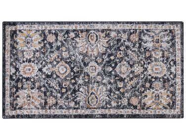 Teppich dunkelblau / beige 80 x 150 cm orientalisches Muster Kurzflor MALISHKA