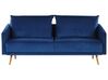 3-Sitzer Sofa Samtstoff dunkelblau mit goldenen Beinen MAURA_789108