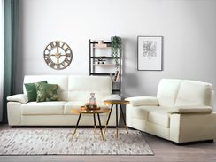 5-istuttava sohvaryhmä keinonahka kermanvalkoinen VOGAR