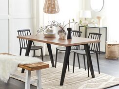 Ruokapöytä vaalea puu/musta 150 x 90 cm LENISTER Ruokapöytä vaalea puu/musta 150 x 90 cm LENISTER