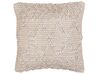 Embroidered Cotton Cushion Geometric Pattern 45 x 45 cm Beige CORYDALIS_816848