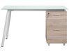 Schreibtisch weiß / heller Holzfarbton 130 x 60 cm 3 Schubladen MONTEVIDEO_720506