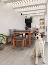 8 Seater Concrete Garden Dining Set 2 Benches and 2 Stools Grey OSTUNI_827415
