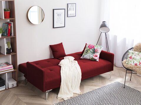 Fabric Sofa Bed Dark Red Lucan Beliani No Fabric Sofa Bed Dark Red Lucan Beliani No, Red Fabric Sofa Living Room