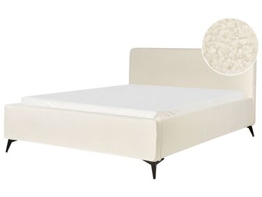 Łóżko boucle 180 x 200 cm kremowe VALOGNES