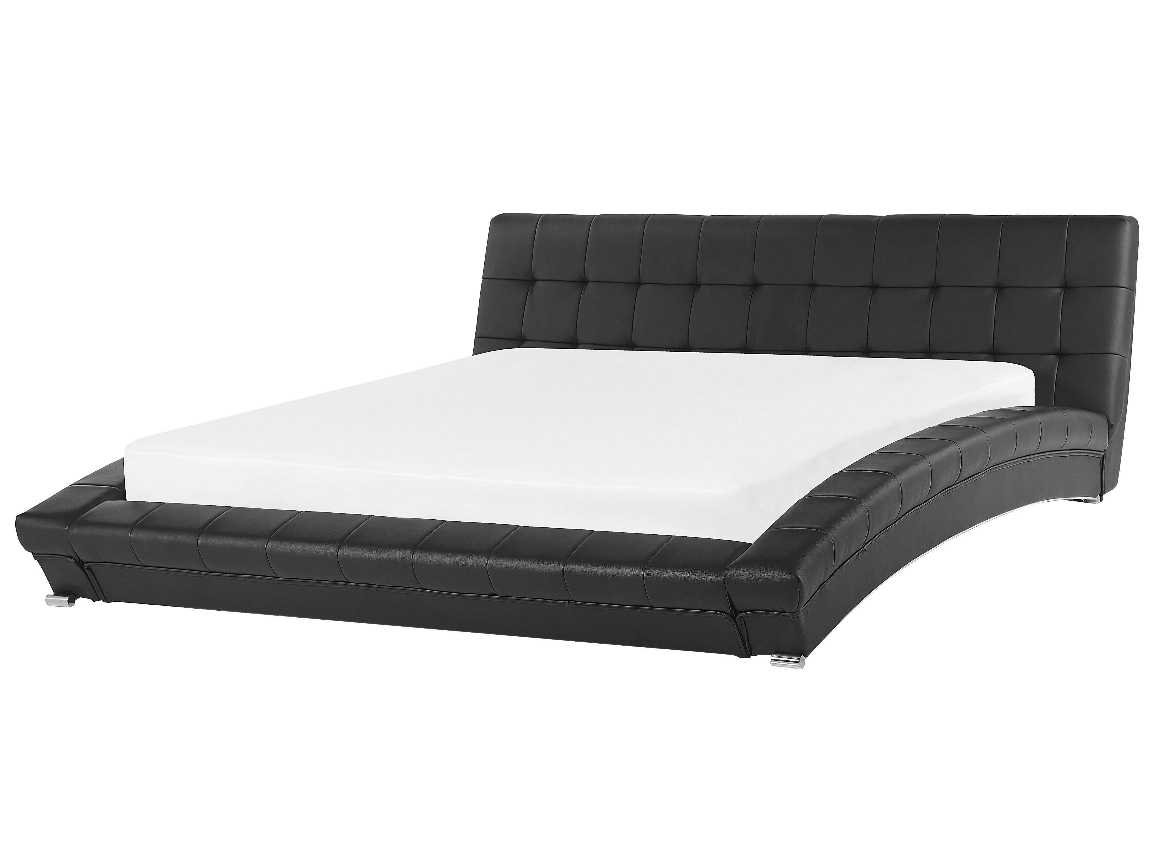 Super King Size Bed Black Lille, Real Leather King Single Bed