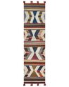 Kelim Teppich Wolle mehrfarbig 80 x 300 cm geometrisches Muster Kurzflor MRGASHAT_858298