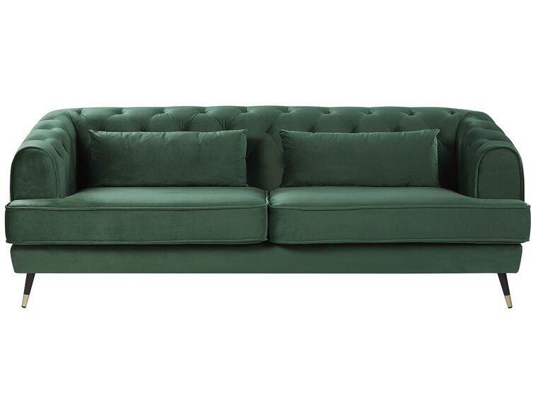 3 Seater Velvet Fabric Sofa Green SLETTA_784976
