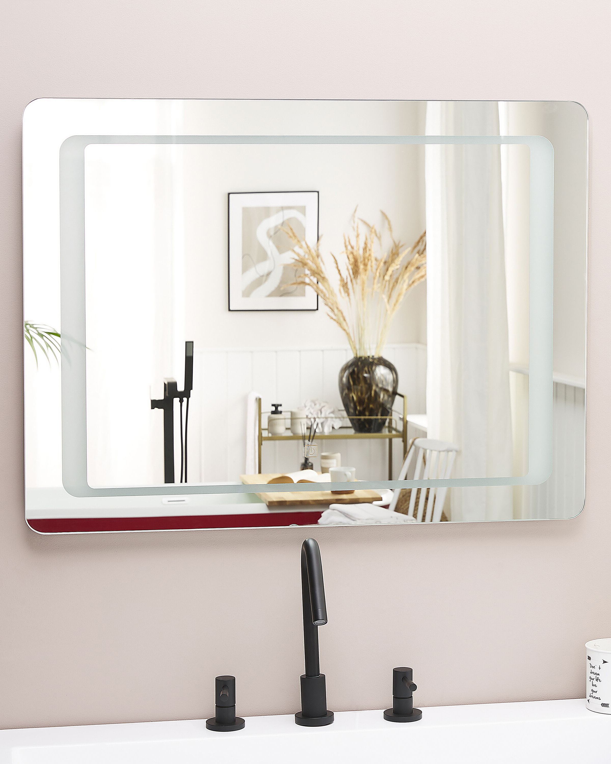 Badspiegel mit LED-Beleuchtung rechteckig 80 x 60 cm WASSY | Beliani.at