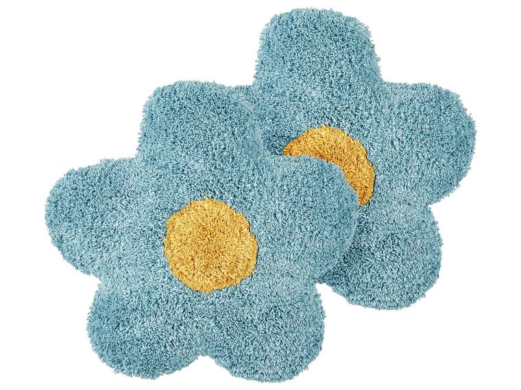 Barnkudde 2 st blomform 30 x 30 cm bomull blå SORREL_906008