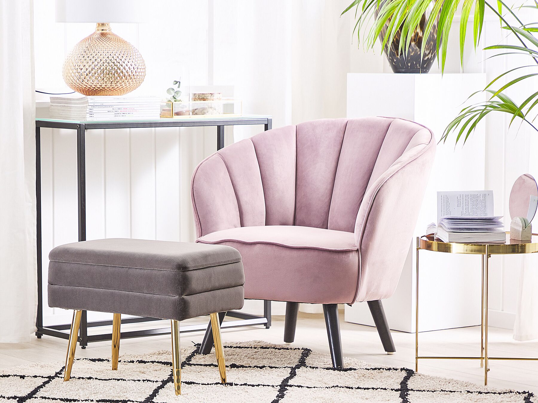 Bank mit Stauraum Samtstoff grau ODESSA | Beliani.de