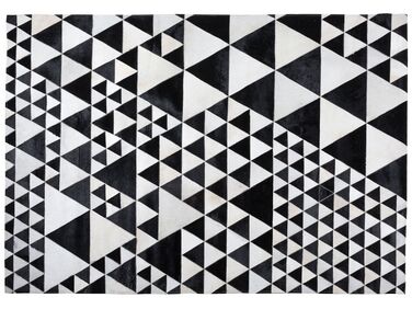 Teppich Kuhfell schwarz-weiß 160 x 230 cm geometrisches Muster ODEMIS