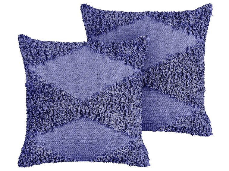 Conjunto de 2 cojines de algodón violeta/púrpura 45 x 45 cm RHOEO_840120